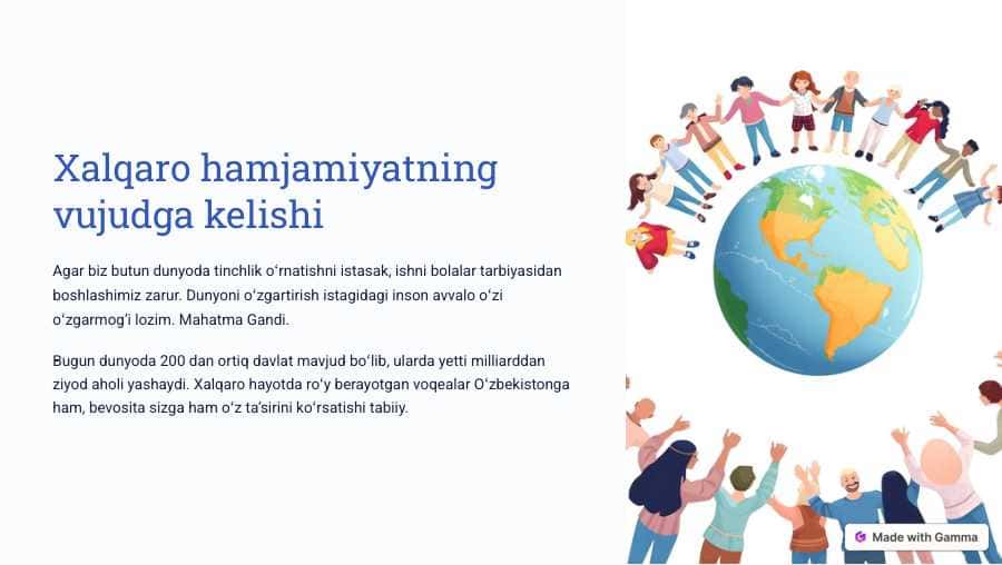 Xalqaro hamjamiyatning vujudga kelishi