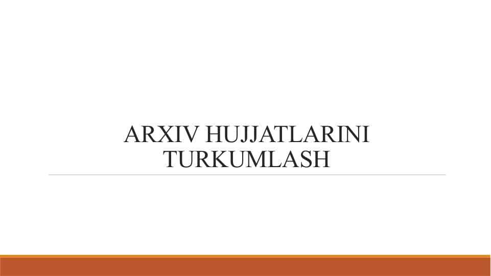 ARXIV HUJJATLARINI TURKUMLASH