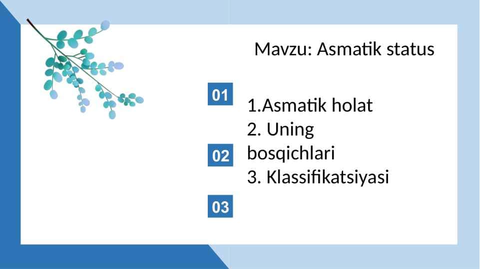 Astmatik status pptx, Ichki kasalliklar