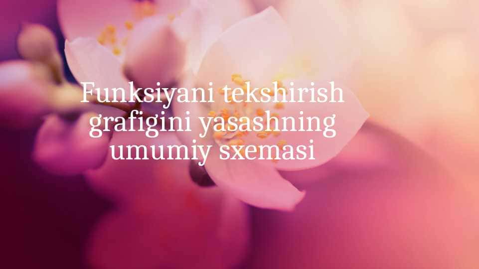 Funksiyani tekshirish grafigini yasashning umumiy sxemasi