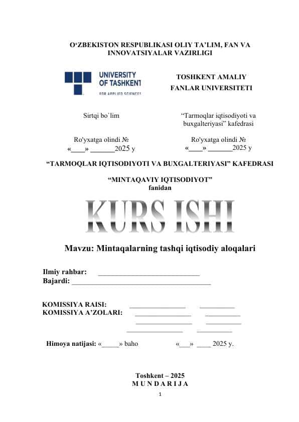 Mintaqalarning tashqi iqtisodiy aloqalari