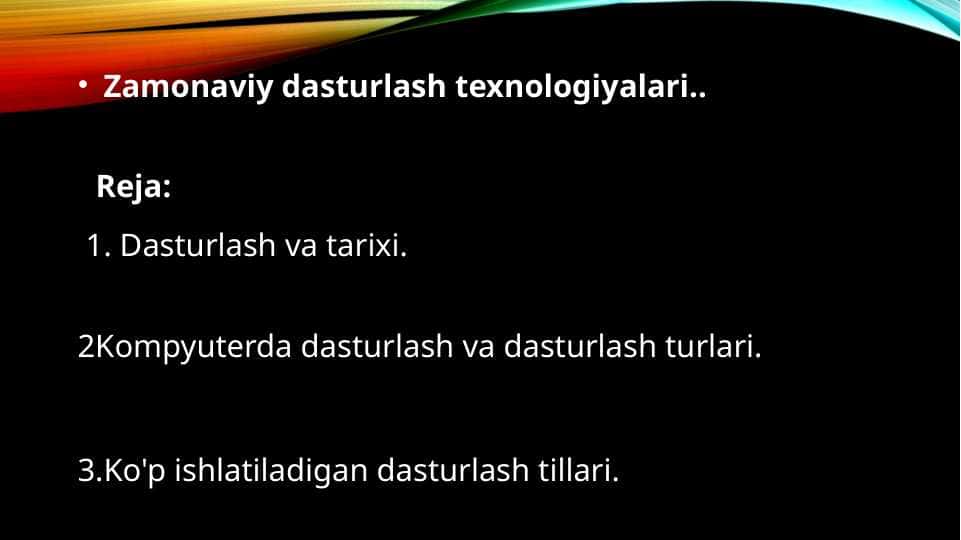 Zamonaviy dasturlash texnologiyalari