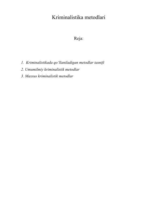 Kriminalistika metodlari