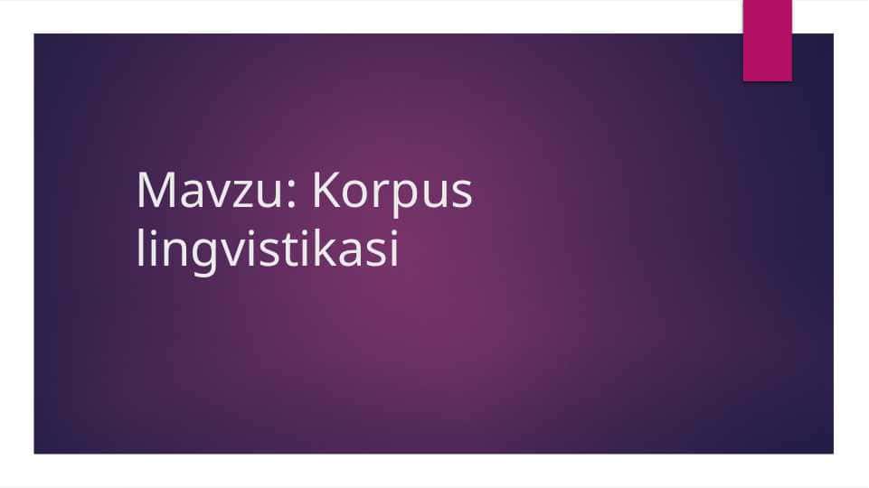 Korpus lingvistikasi