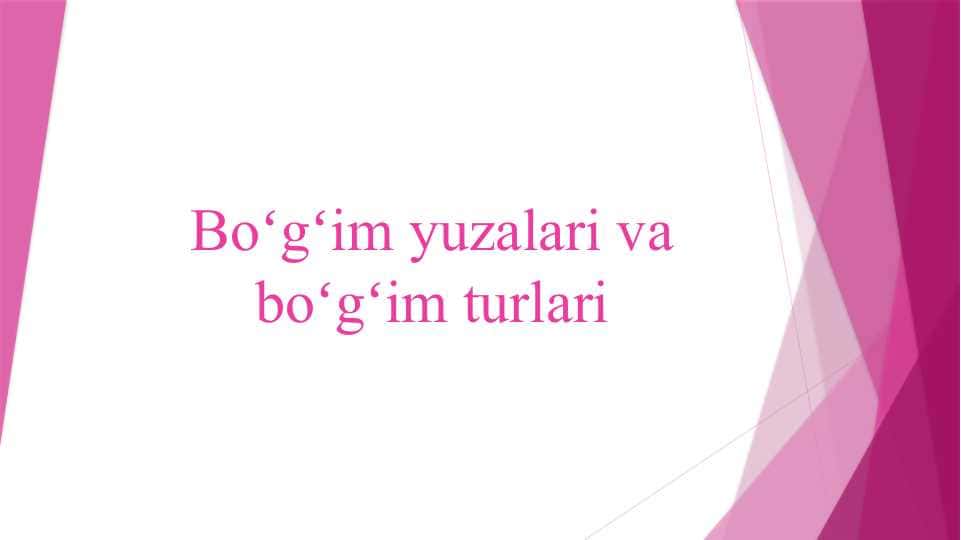 Bo'g'im yuzalari va bo'g'im turlari