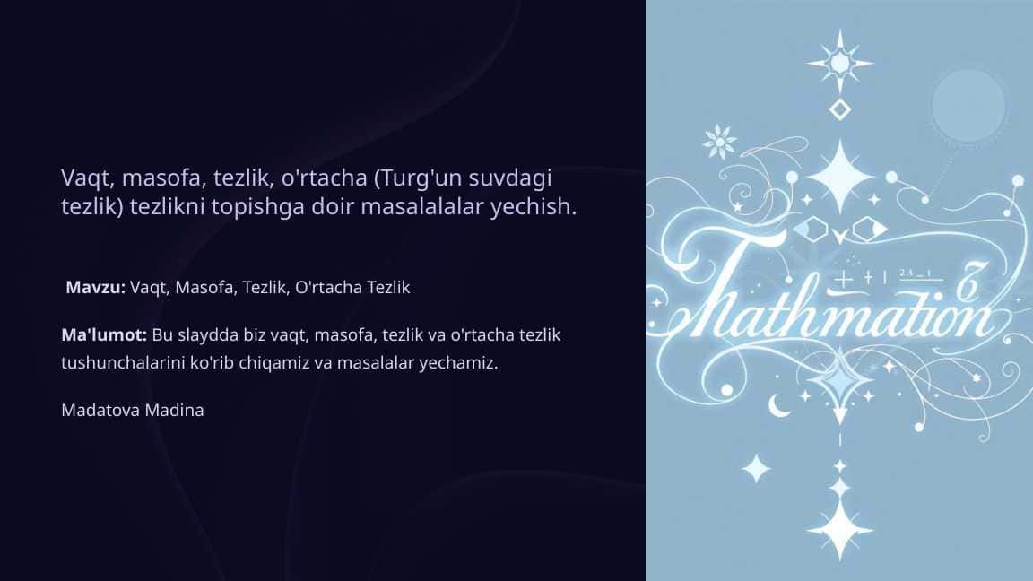 vaqt masofaga doir