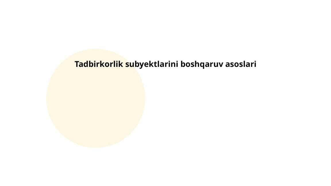 Tadbirkorlik subyektlarini boshqaruv asoslari