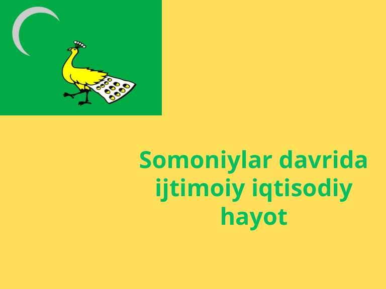 Somoniylar davrida ijtimoiy iqtisodiy hayot.