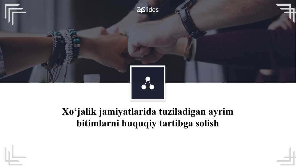 Tadbirkorlik shartnomalari. Xo'jalik jamiyatlarida tuziladigan ayrim bitimlar