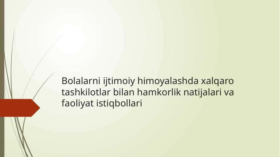 Bolalarni ijtimoiy himoyalashda xalqaro tashkilotlar bilan hamkorlik natijalari va faoliyat istiqbollari