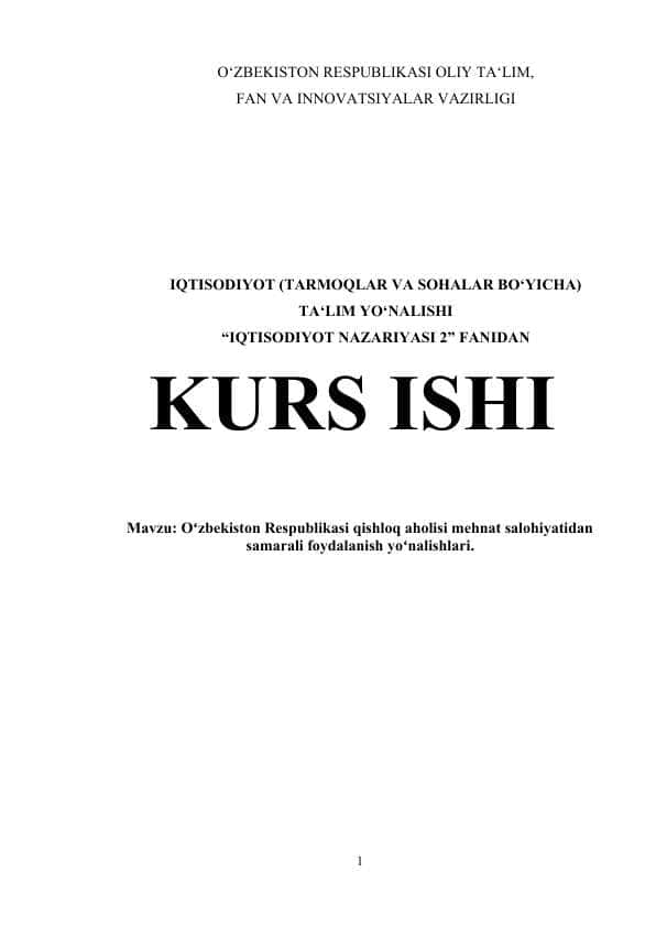 Oʻzbekiston Respublikasi qishloq aholisi mehnat salohiyatidan samarali foydalanish yoʻnalishlari2