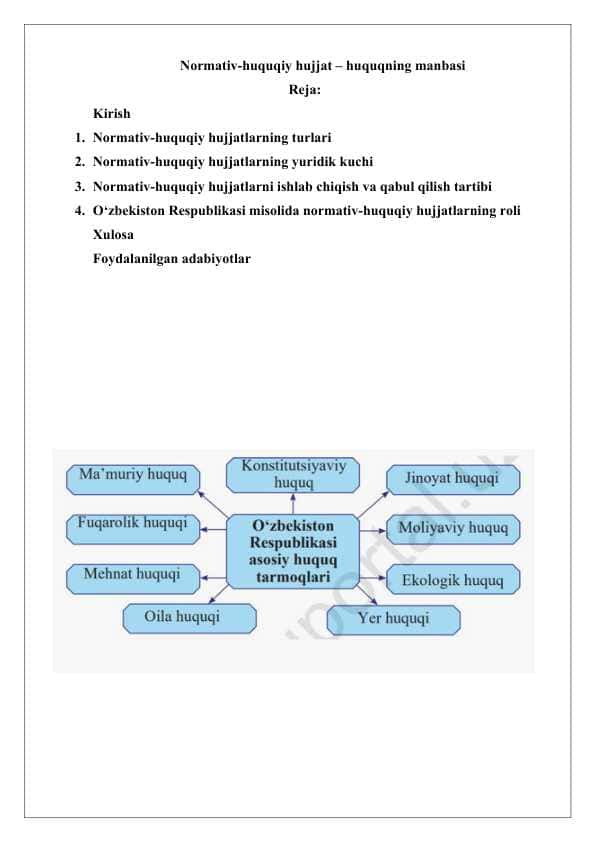 Normativ-huquqiy hujjat – huquqning manbasi