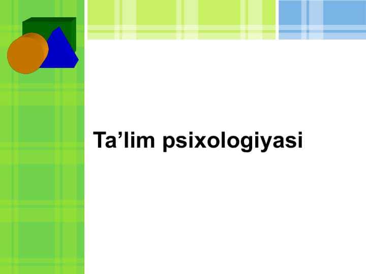 Ta’lim psixologiyasi