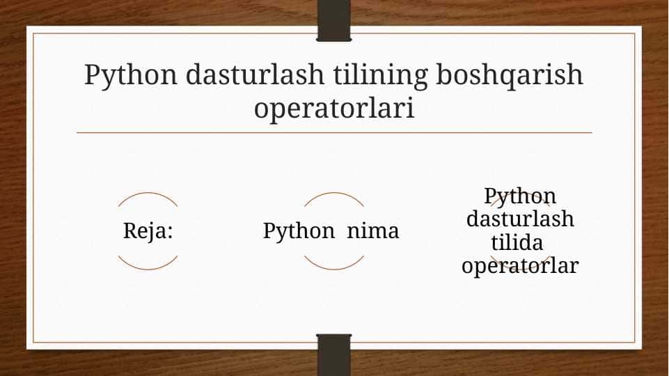 Python dasturlash tilining boshqarish operatorlari