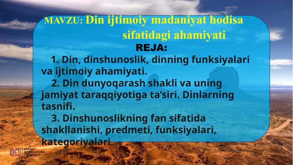 Din ijtimoiy madaniyat hodisa sifatidagi ahamiyati