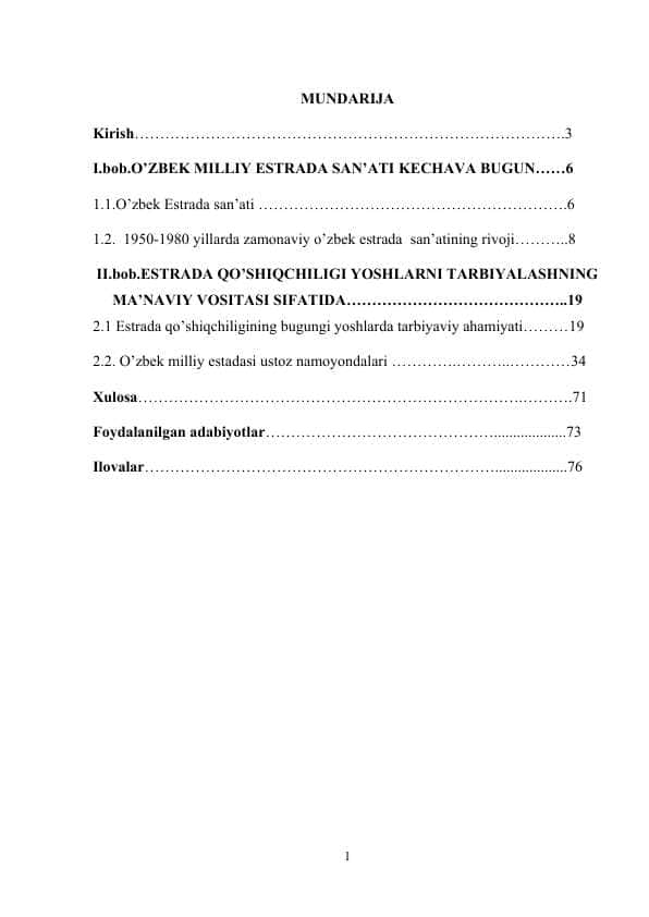 O’ZBEK MILLIY ESTRADA SAN’ATI KECHAVA BUGUN