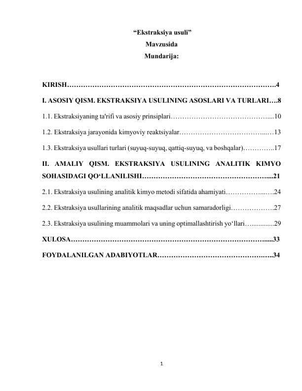 Ekstraksiya usuli