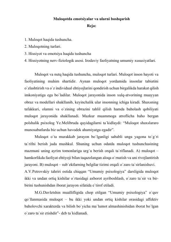 Muloqotda emotsiyalar va ularni boshqarish