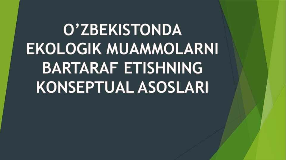 O’ZBEKISTONDA EKOLOGIK MUAMMOLARNI BARTARAF ETISHNING KONSEPTUAL ASOSLARI