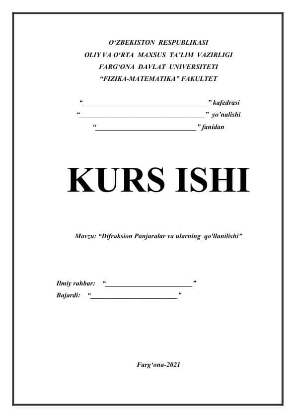 Difraksion Panjaralar va ularning qo'llanilishi