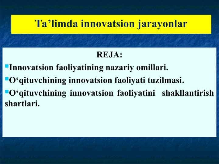 Ta’limda innovatsion jarayonlar