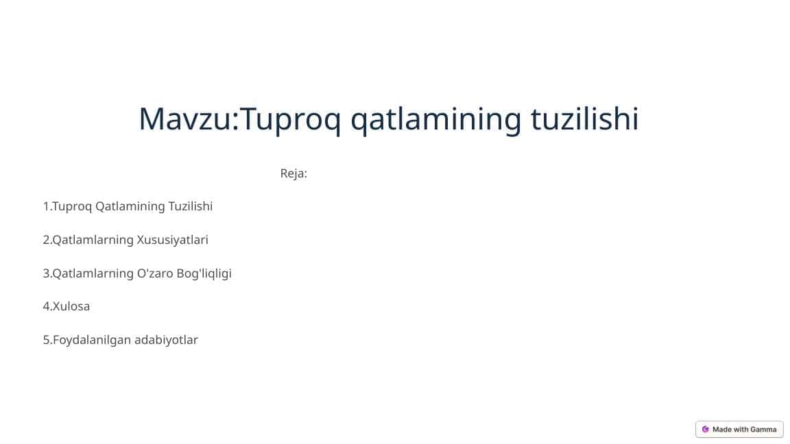 Tuproq qatlamining tuzilishi