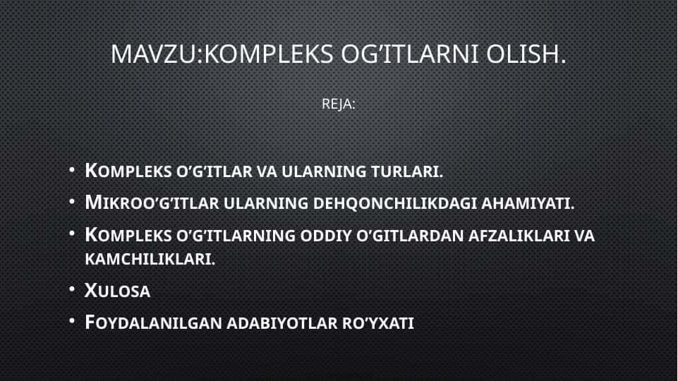 kompleks og’itlarni olish