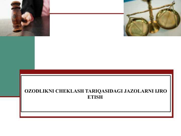 OZODLIKNI CHEKLASH TARIQASIDAGI JAZOLARNI IJRO ETISH