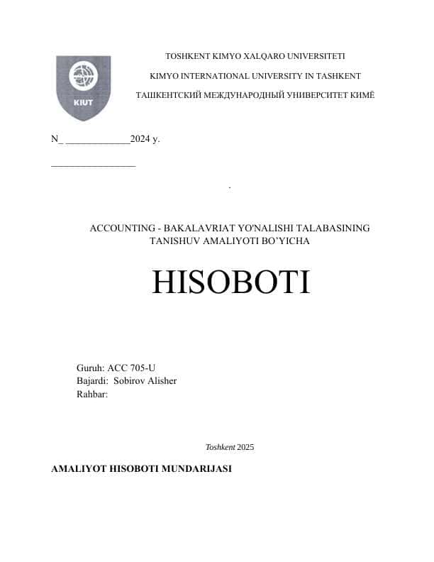 Tibbiyot birlashmasi boʻyicha Amaliyot hisoboti.