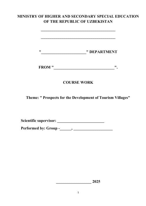 Prospects for the Development of Tourism Villages