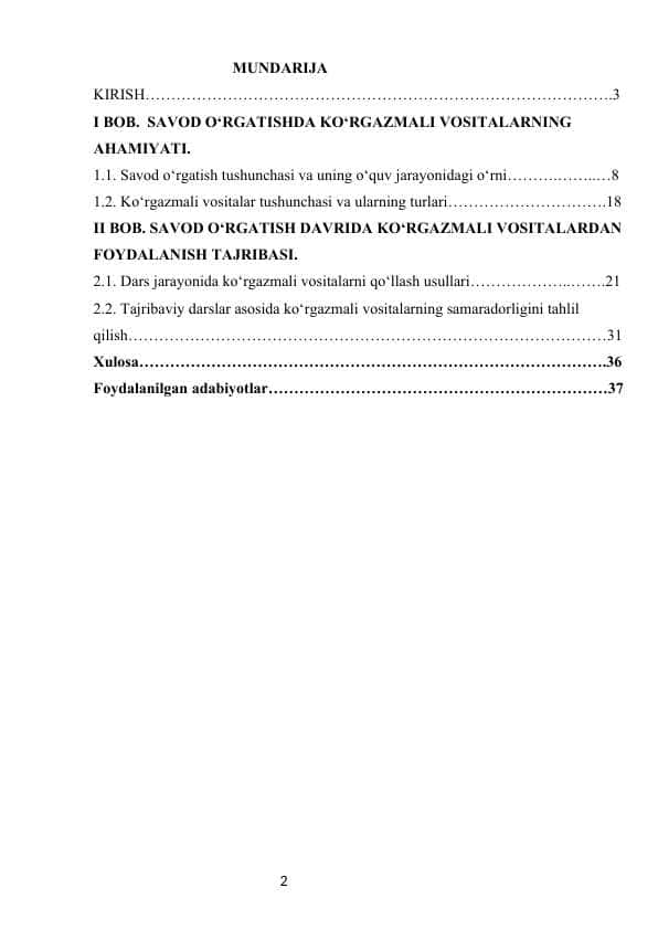 Savod oʻrgatish davrida koʻrgazmali qurollardan foydalanish