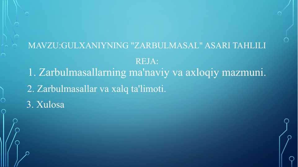 Romanlar asarlar tahlillari haqida 5 talik prezentatsiya (slayd)