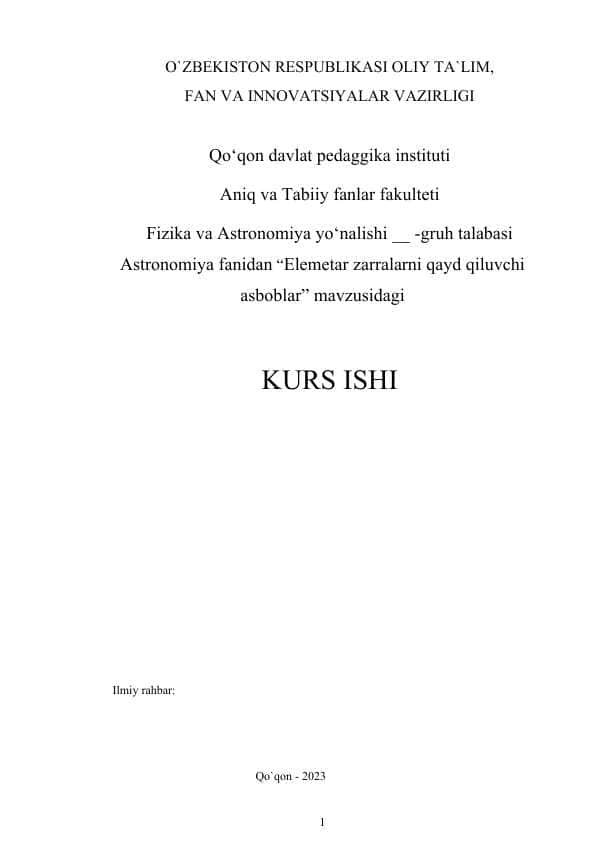 Elemetar zarralarni qayd qiluvchi asboblar