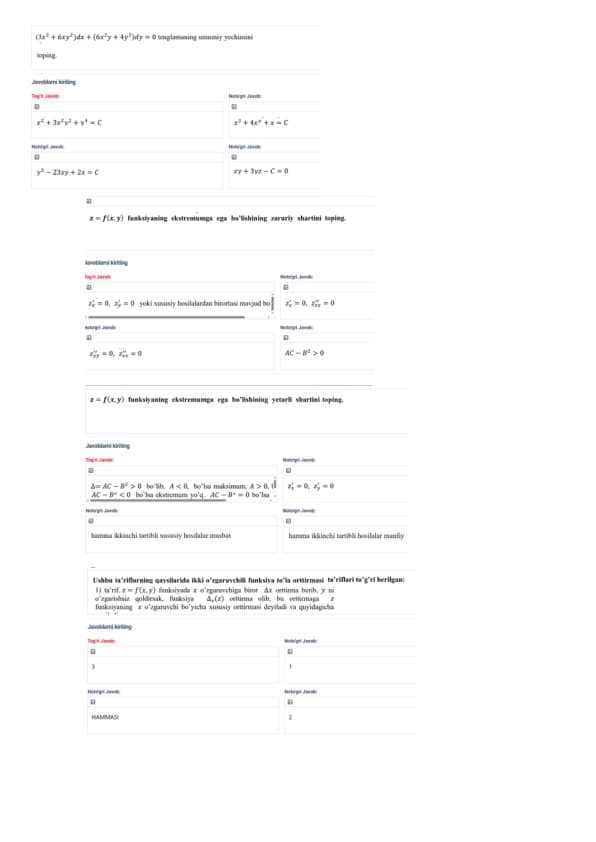 Oliy matematika test