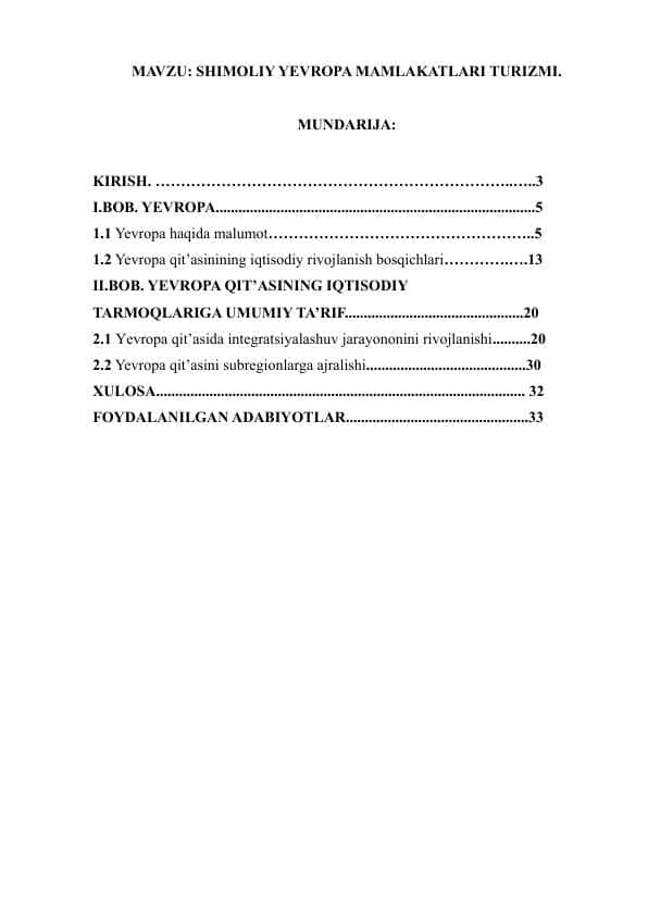 SHIMOLIY YEVROPA MAMLAKATLARI TURIZMI..docx