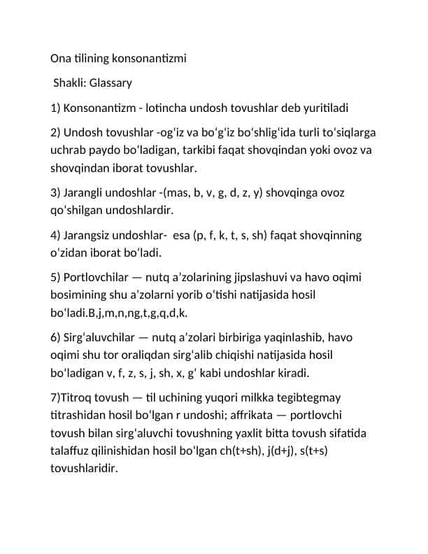 Ona tilining konsonantizmi