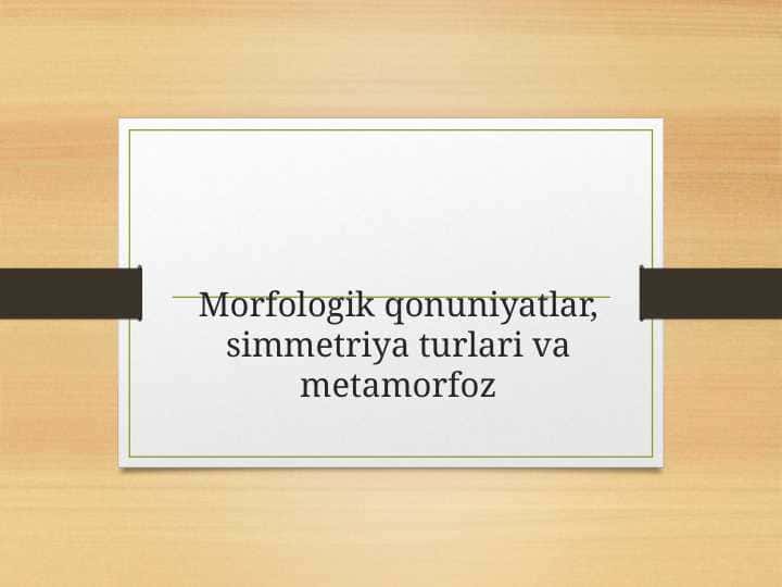 Morfologik qonuniyatlar, simmetriya turlari va metamorfoz