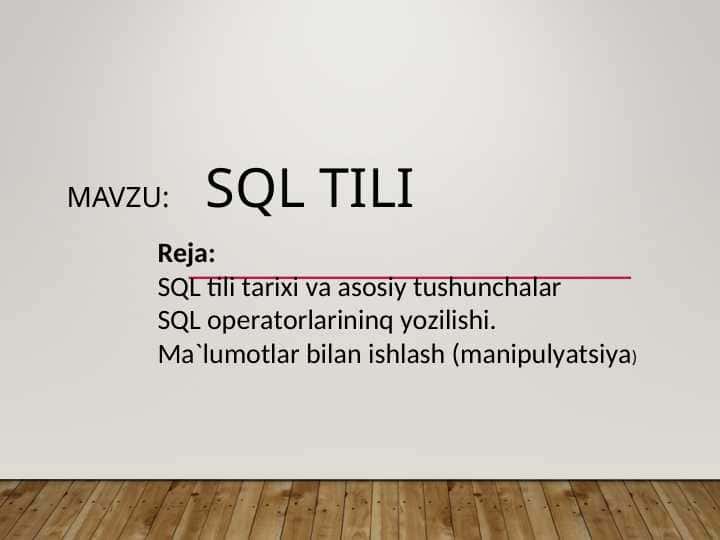 SQl tili
