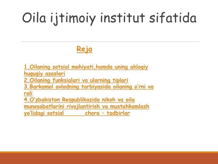 Oila ijtimoiy sotsiologiya fanidan