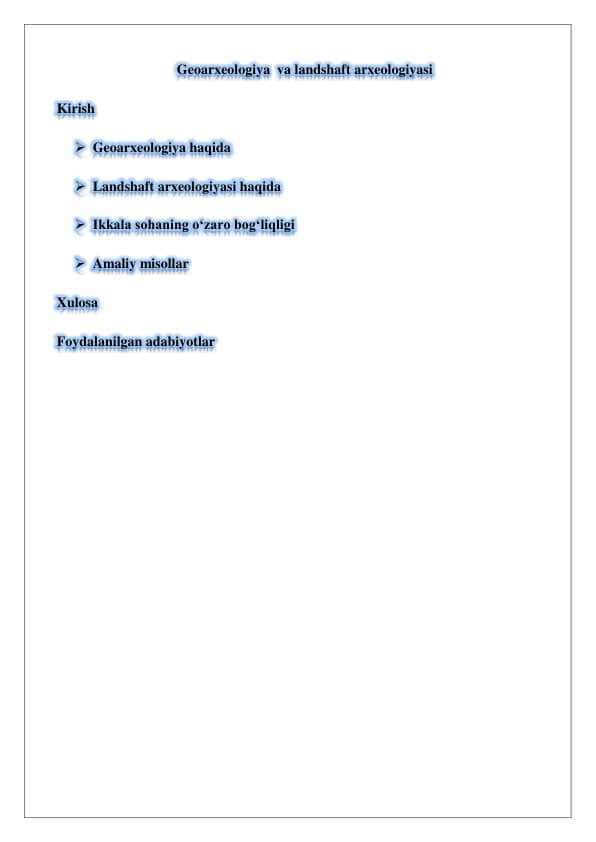 Geoarxeologiya va landshaft arxeologiyasi