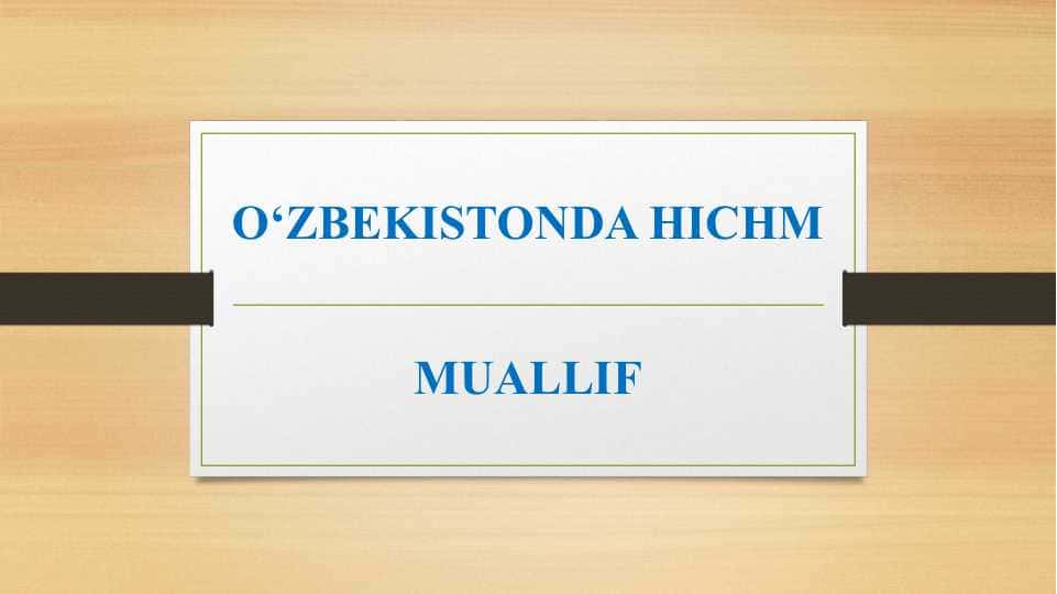 O‘zbekistonda HICHM