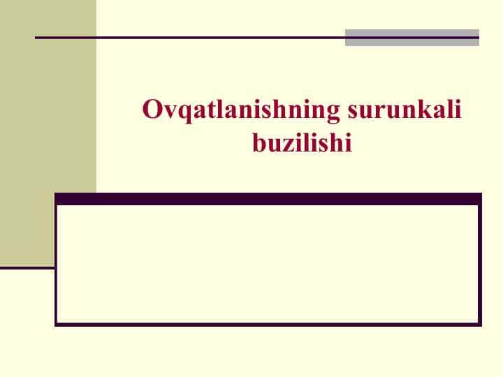 Оvqatlanishning surunkali buzilishi