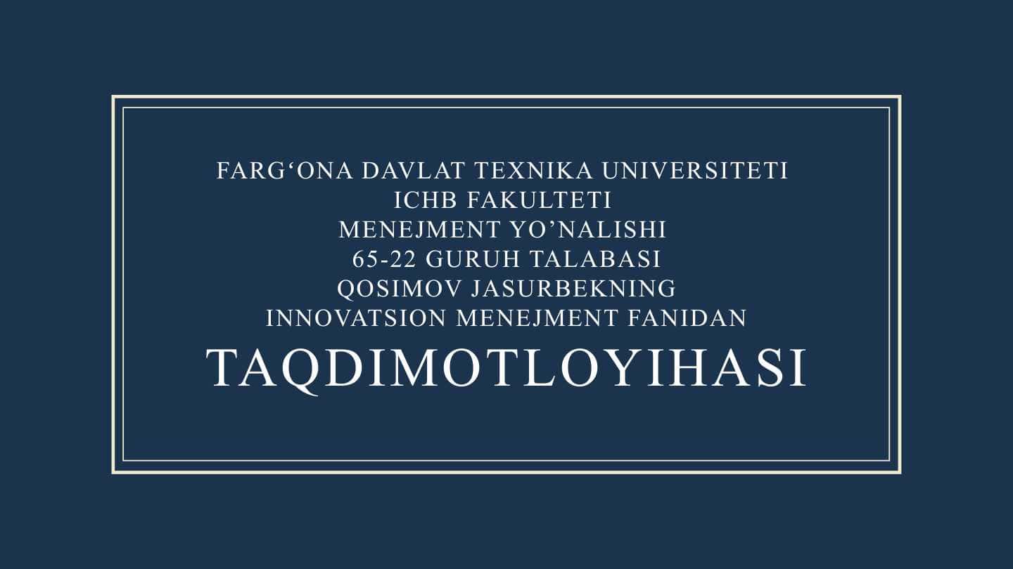 Innovatsiyalarni yaratishda investitsiyalarni jalb etish