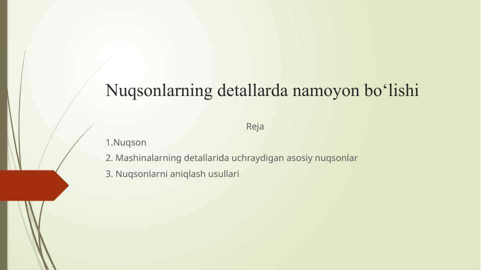Nuqsonlarning detallarda namoyon bo‘lishi
