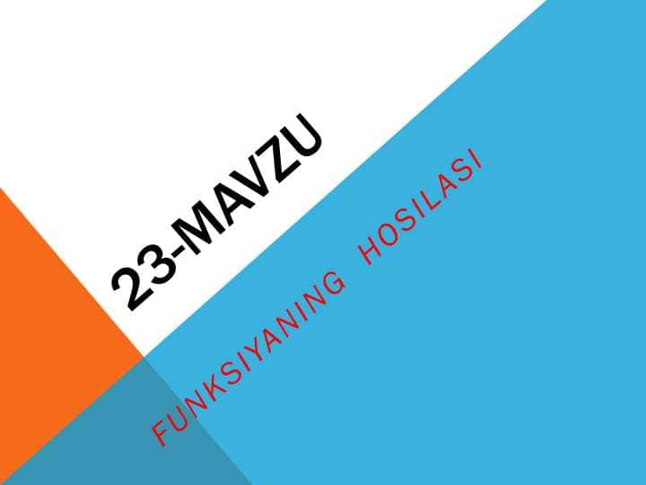 Funksiyaning hosilasi