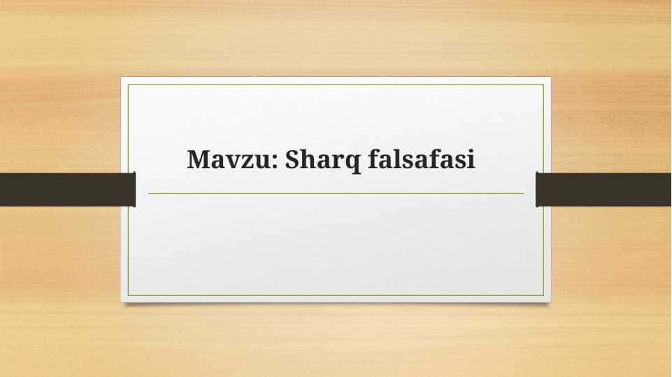 Sharq falsafasi