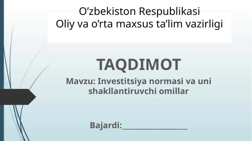 Investitsiya normasi va uni shakllantiruvchi omillar