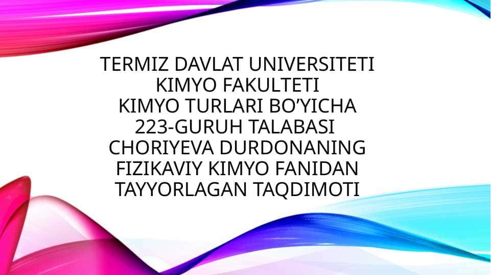 Suyuqliklarning sirt tarangligini o’rganish