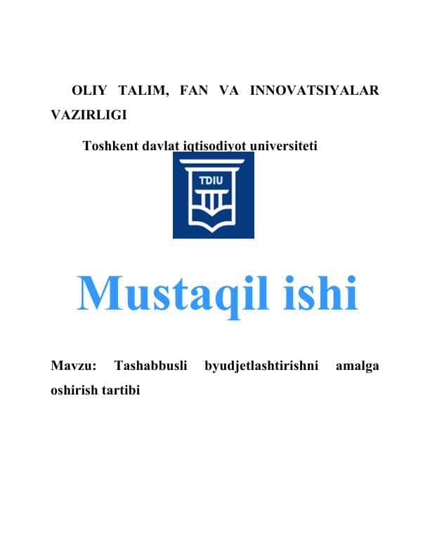 Tashabbusli byudjetlashtirishni amalga oshirish tartibi