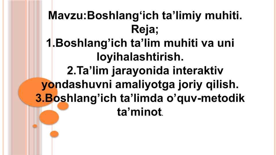 :Boshlang‘ich ta’limiy muhiti slayd